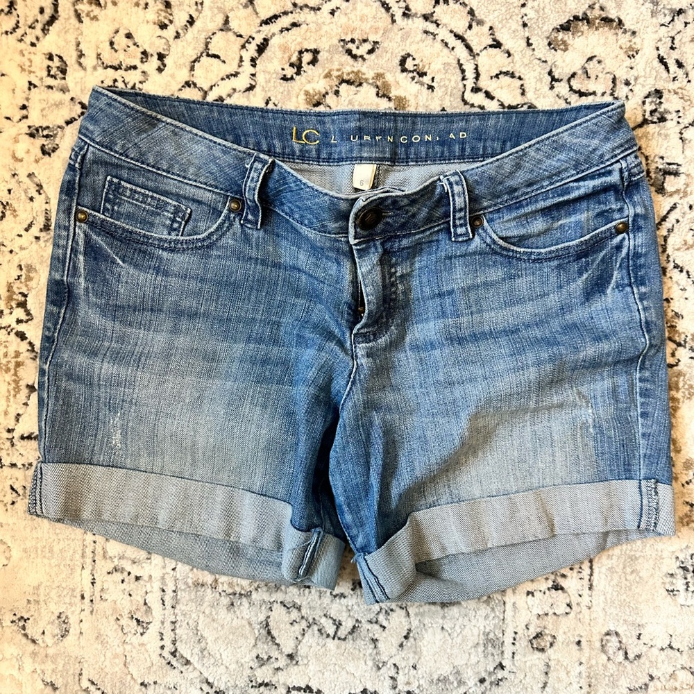 LC Lauren Conrad Light Blue Rolled Hem Denim Shorts